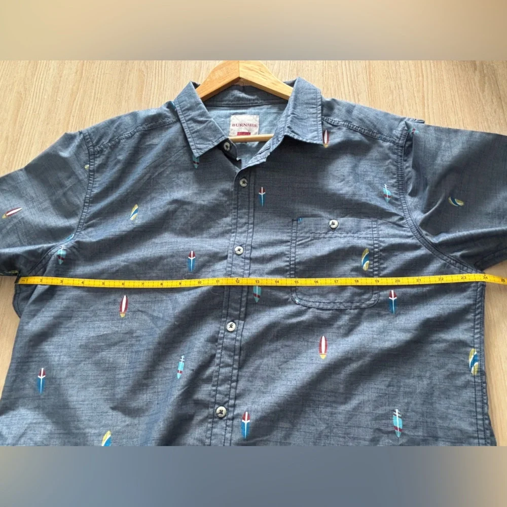 Burnside 24” PTP Men’s Button Down Shirt with Multicolour Pattern, Size XL Blue. - Picture 6 of 7